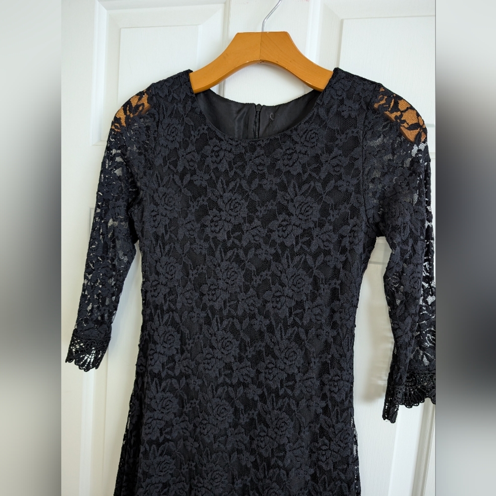 Girls Elegant Black Lace Dress